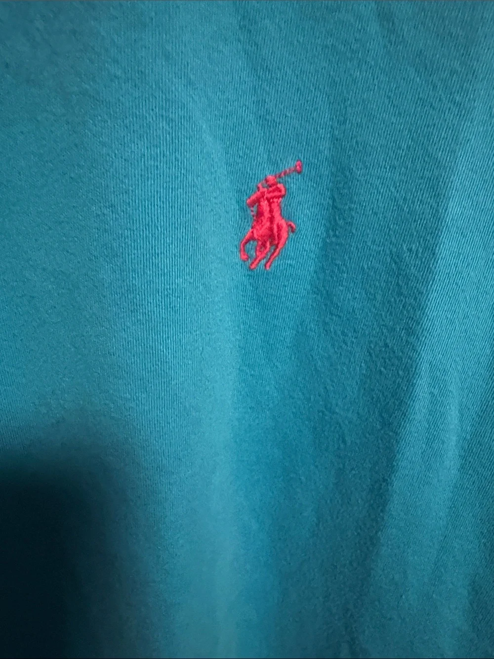 Polo by Ralph Lauren Men's Bright Turquoise Polo with Pink Pony